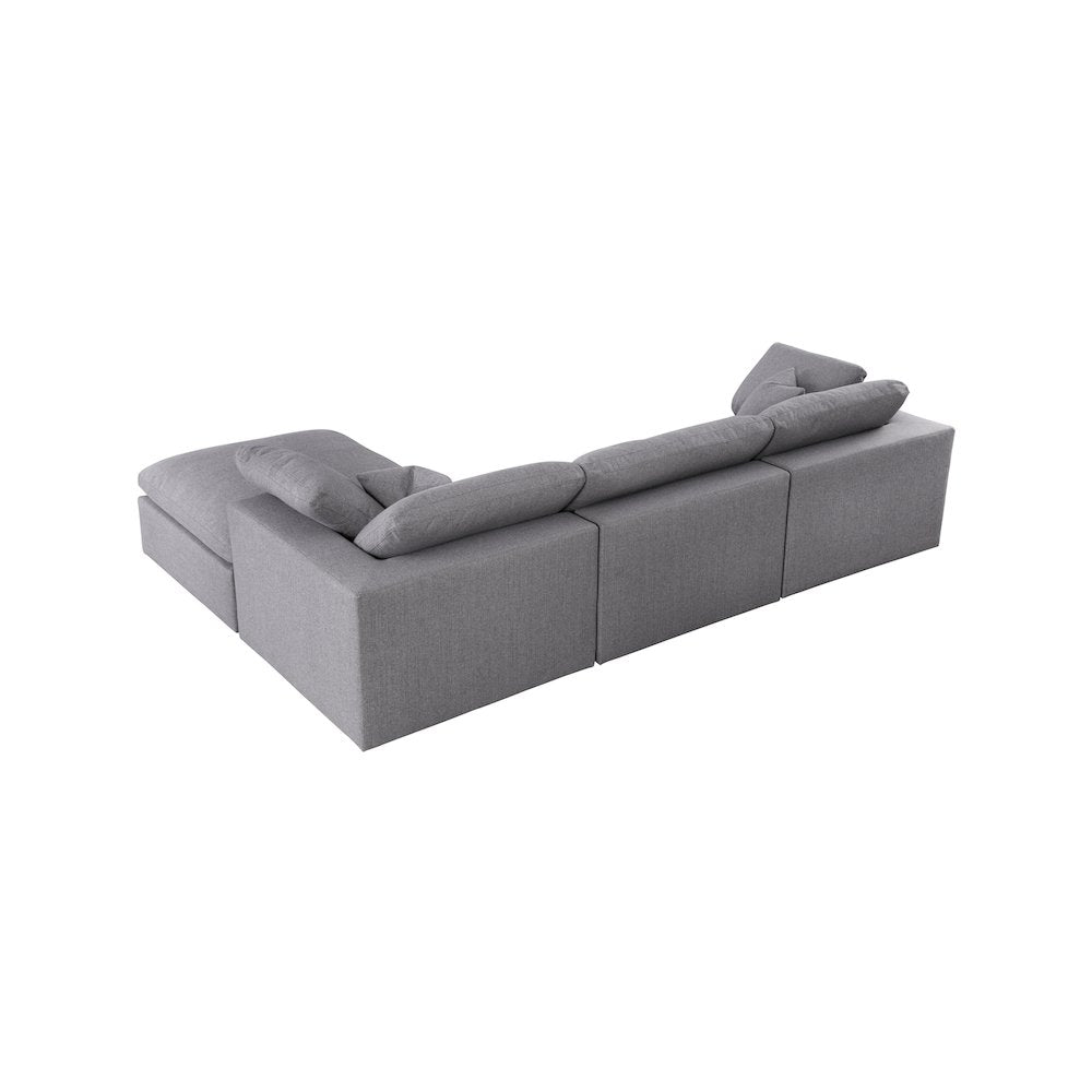 Serene Grey Linen Textured Fabric Deluxe Comfort Modular Sectional