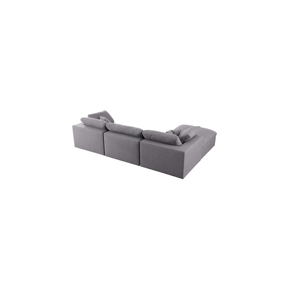 Serene Grey Linen Textured Fabric Deluxe Comfort Modular Sectional