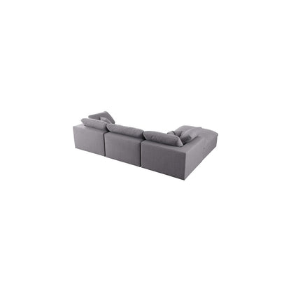 Serene Grey Linen Textured Fabric Deluxe Comfort Modular Sectional
