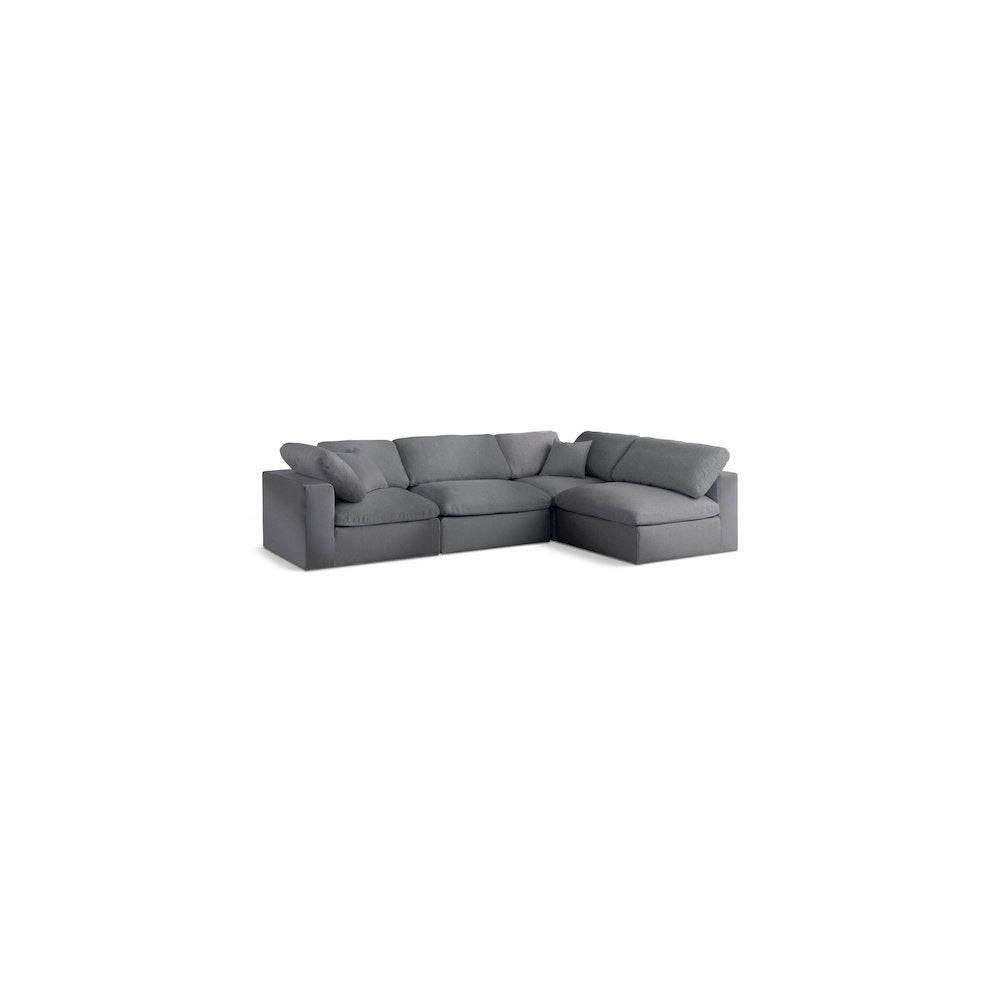 Serene Grey Linen Textured Fabric Deluxe Comfort Modular Sectional