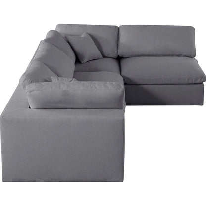 Serene Grey Linen Textured Fabric Deluxe Comfort Modular Sectional