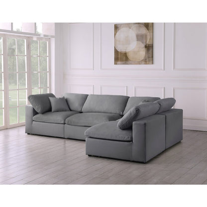 Serene Grey Linen Textured Fabric Deluxe Comfort Modular Sectional