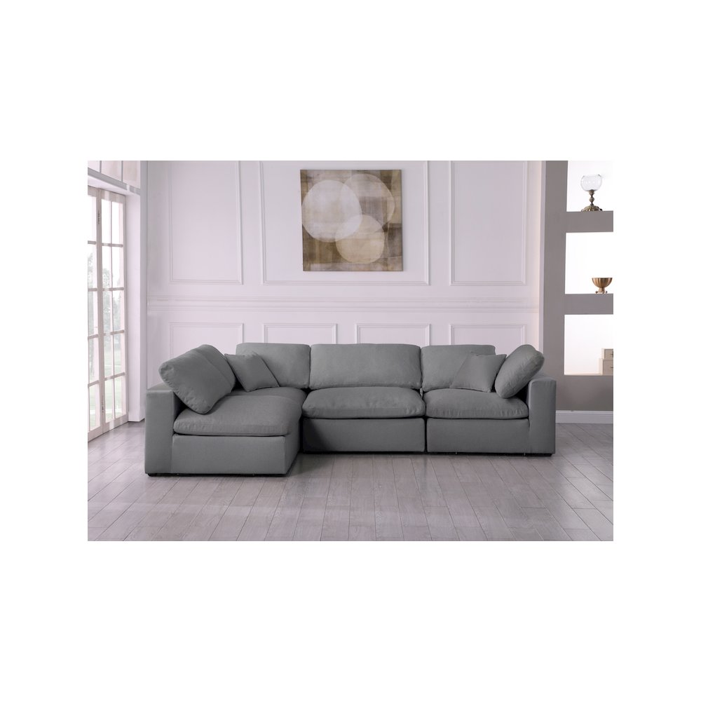 Serene Grey Linen Textured Fabric Deluxe Comfort Modular Sectional
