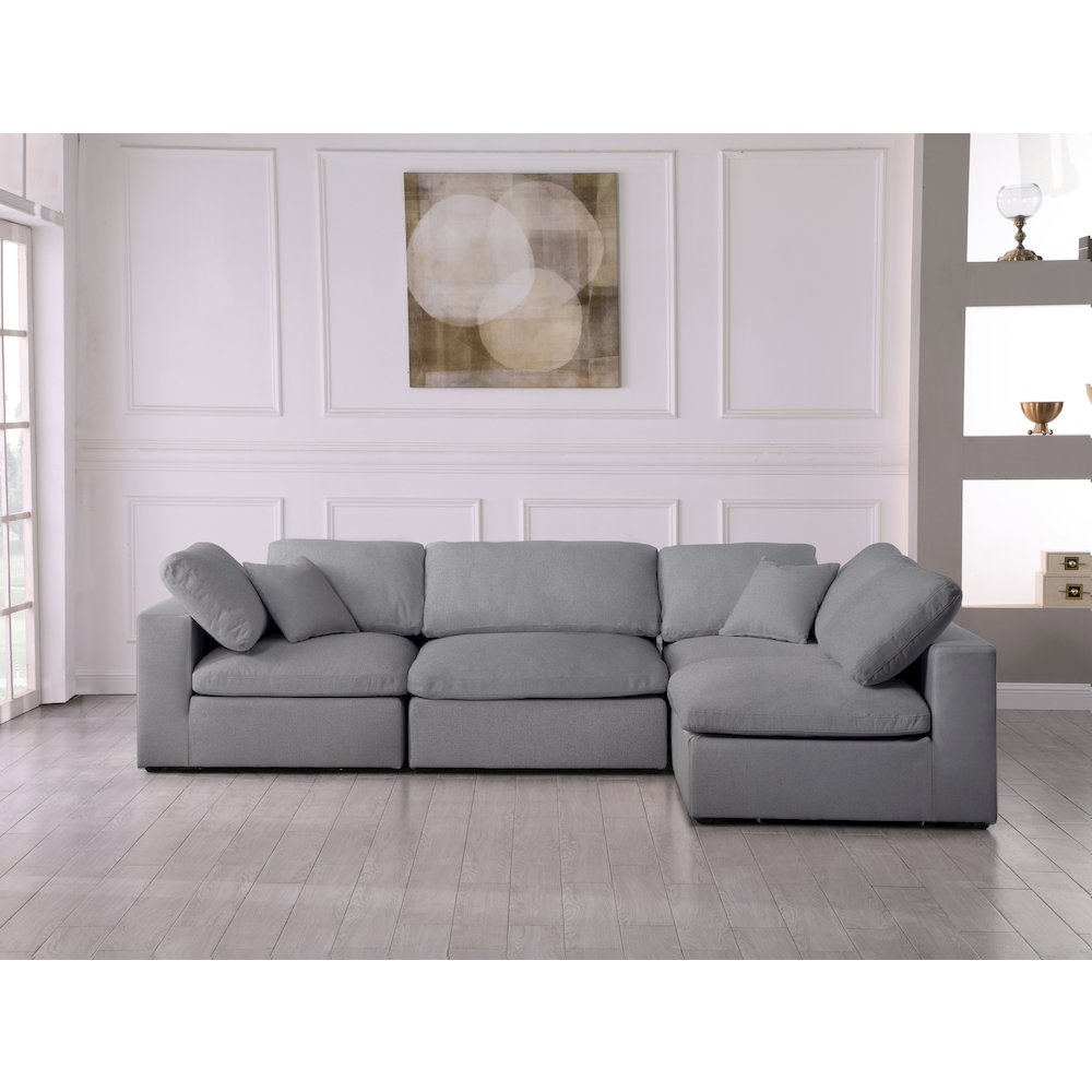 Serene Grey Linen Textured Fabric Deluxe Comfort Modular Sectional