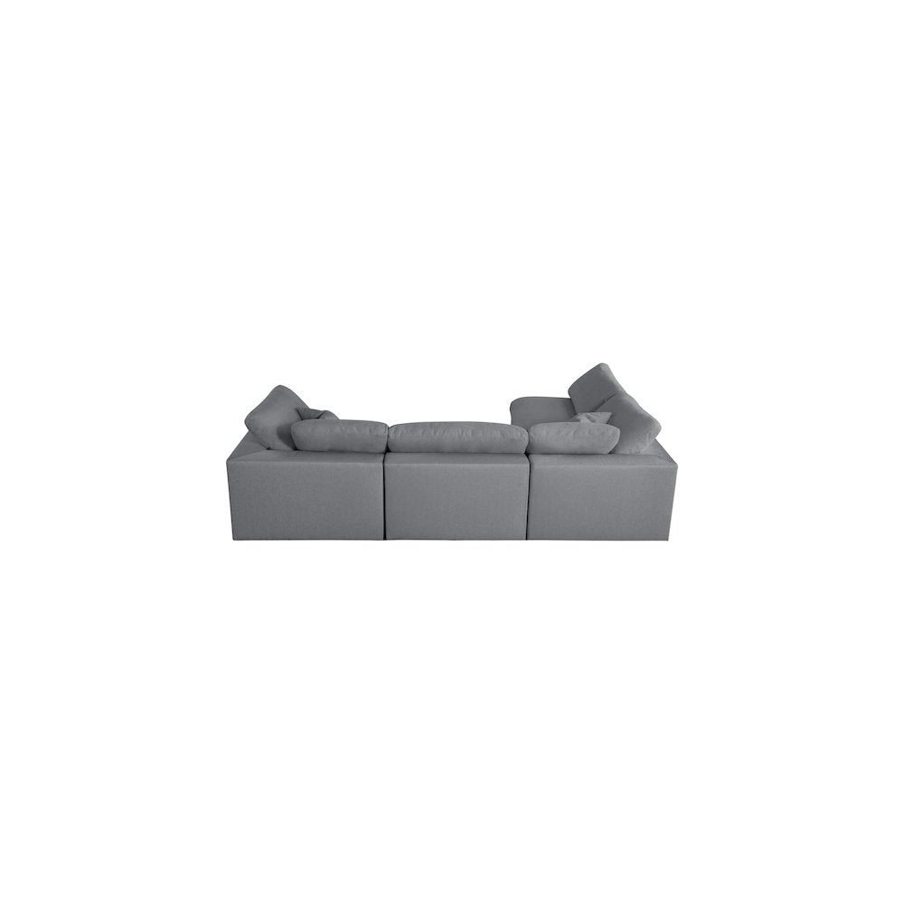 Serene Grey Linen Textured Fabric Deluxe Comfort Modular Sectional