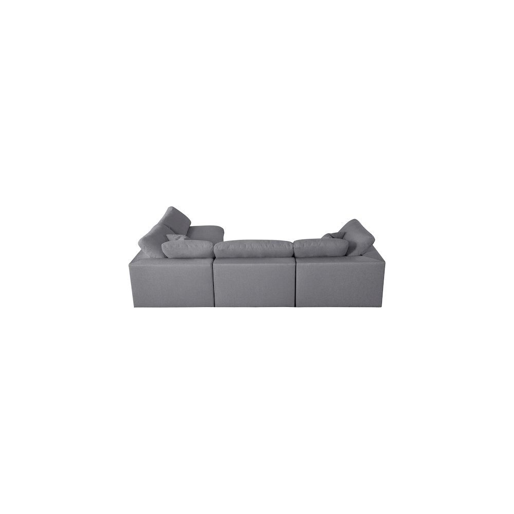 Serene Grey Linen Textured Fabric Deluxe Comfort Modular Sectional