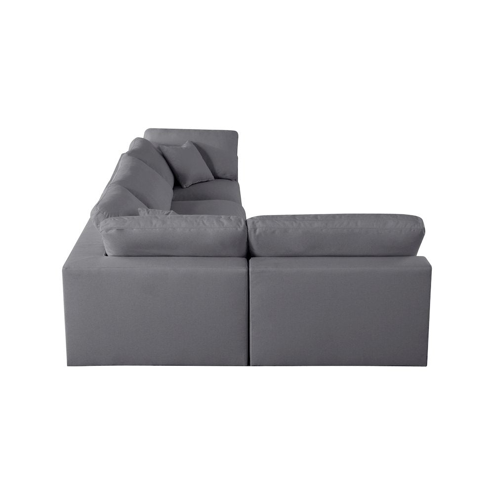 Serene Grey Linen Textured Fabric Deluxe Comfort Modular Sectional