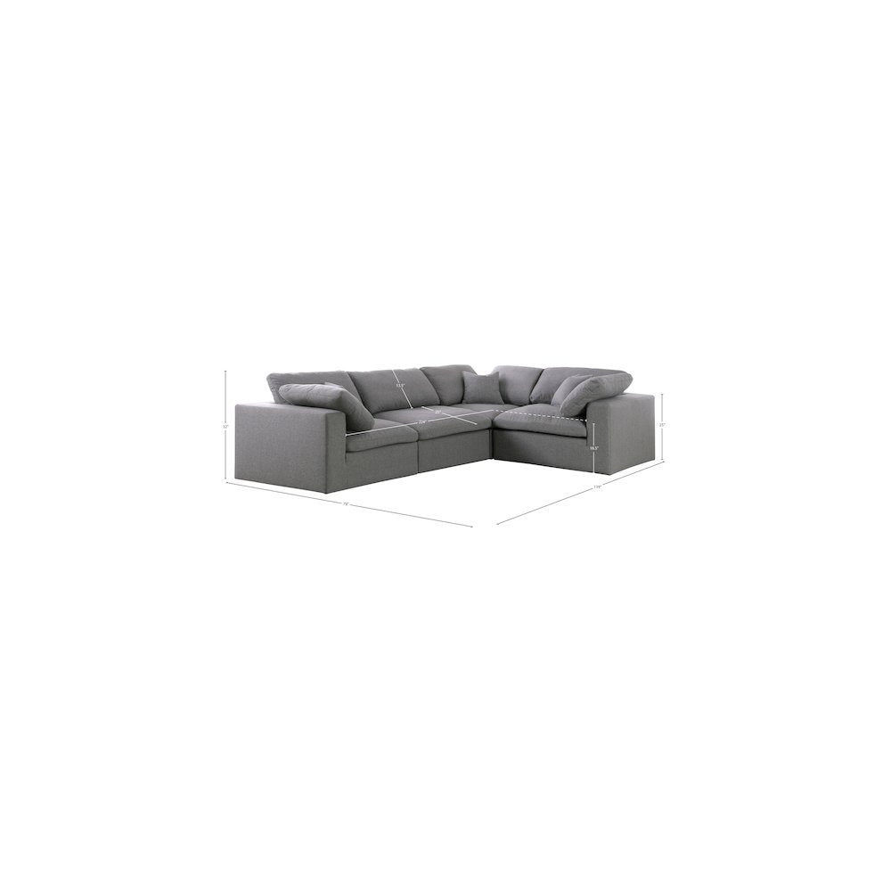 Serene Grey Linen Textured Fabric Modular Sectional