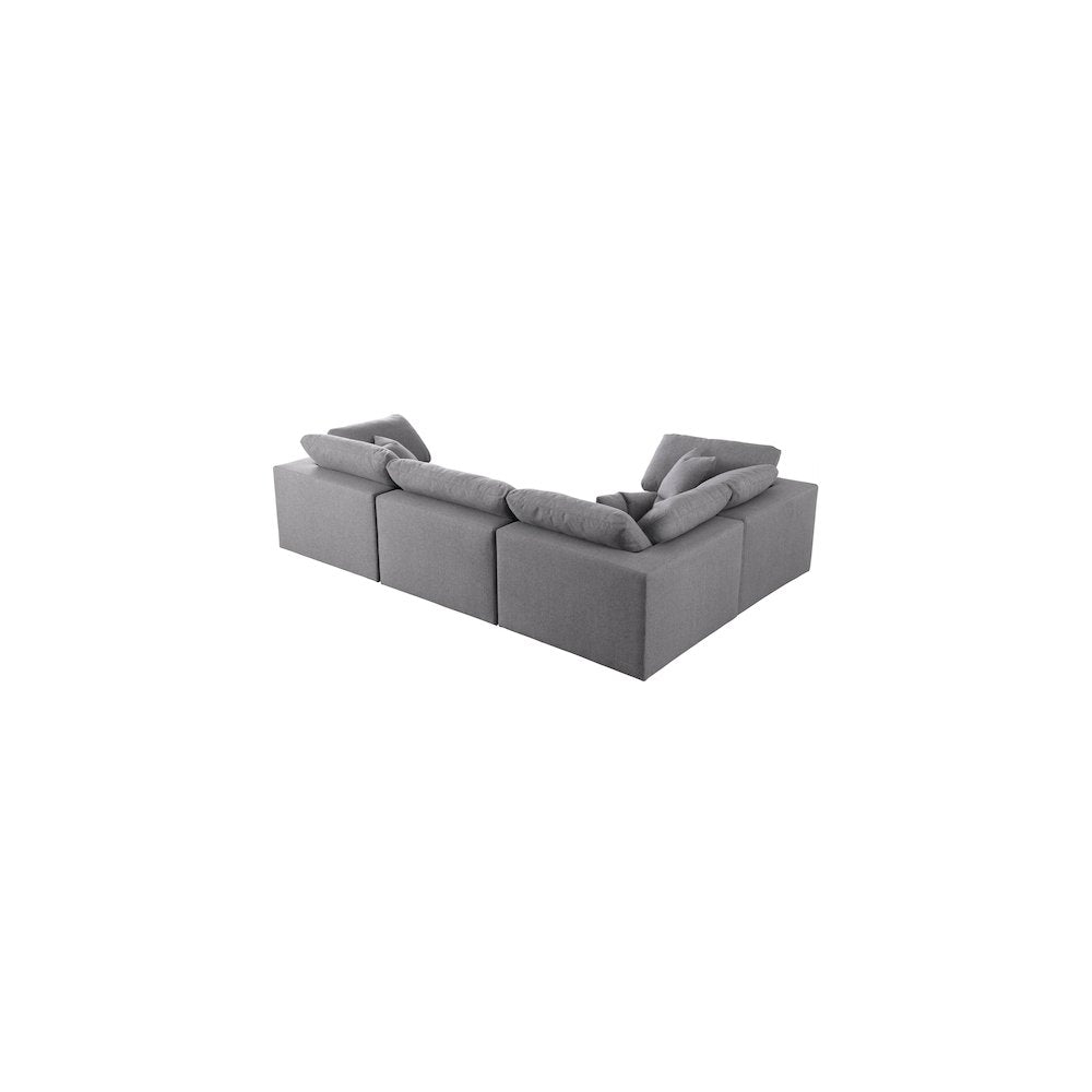 Serene Grey Linen Textured Fabric Modular Sectional