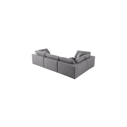 Serene Grey Linen Textured Fabric Modular Sectional