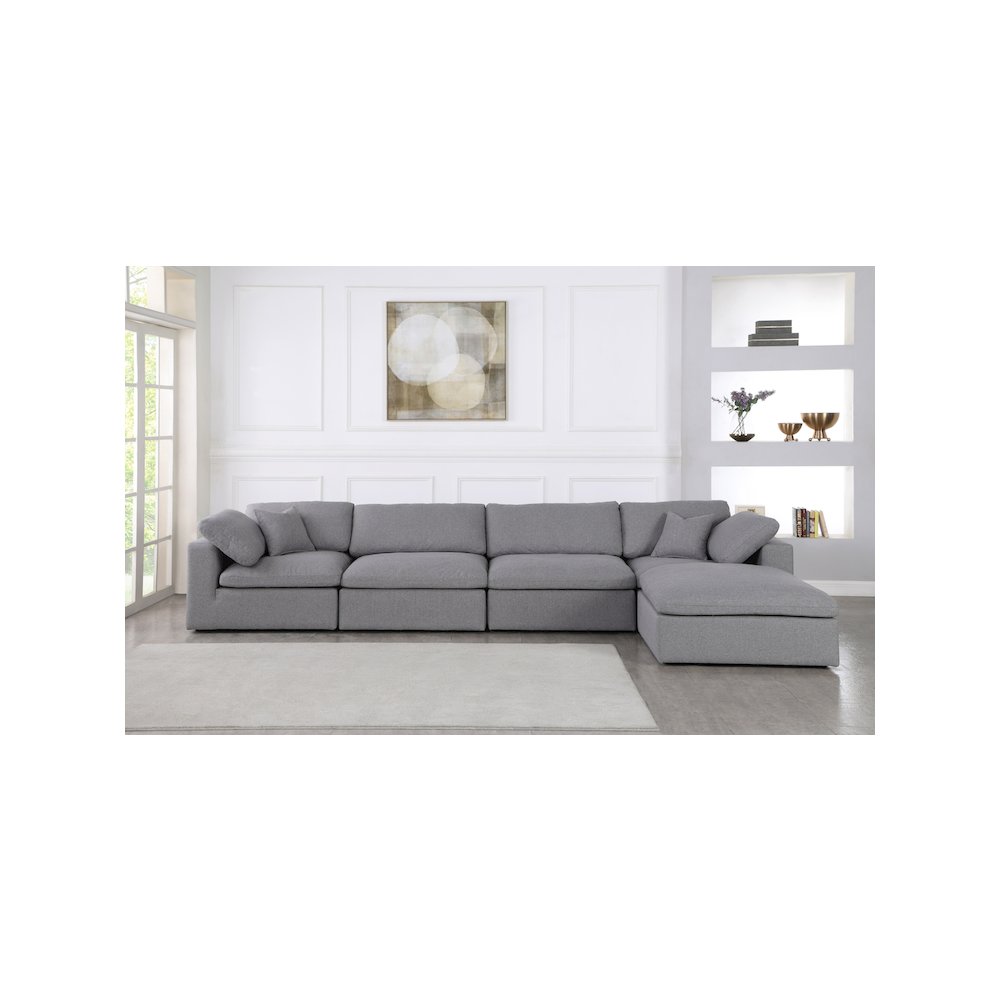 Serene Grey Linen Textured Fabric Deluxe Comfort Modular Sectional