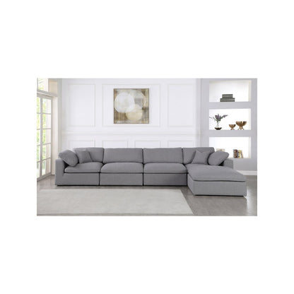 Serene Grey Linen Textured Fabric Deluxe Comfort Modular Sectional
