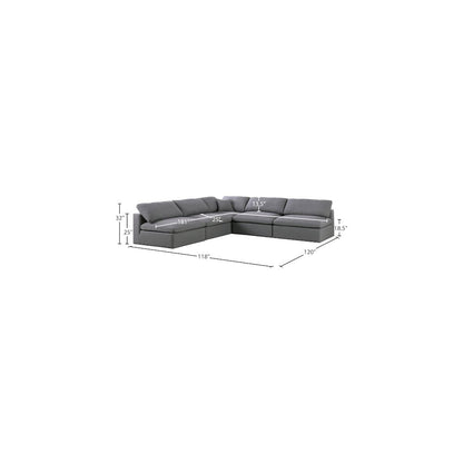 Serene Grey Linen Textured Fabric Deluxe Comfort Modular Sectional