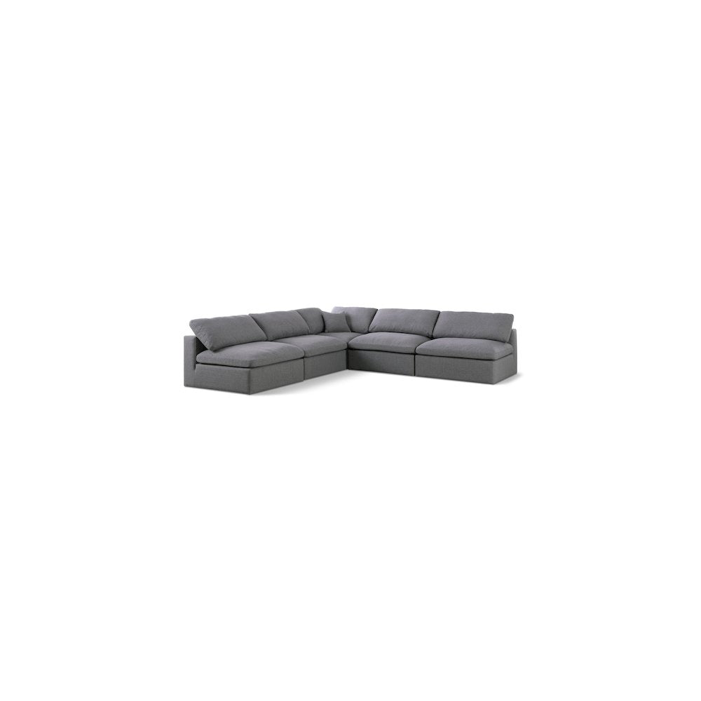 Serene Grey Linen Textured Fabric Deluxe Comfort Modular Sectional