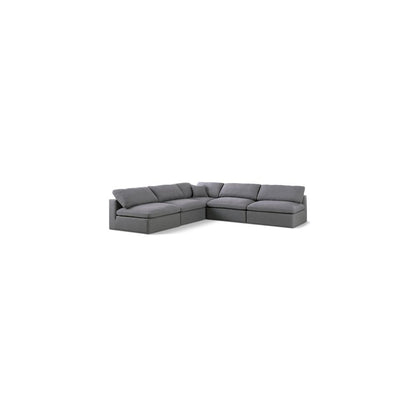 Serene Grey Linen Textured Fabric Deluxe Comfort Modular Sectional