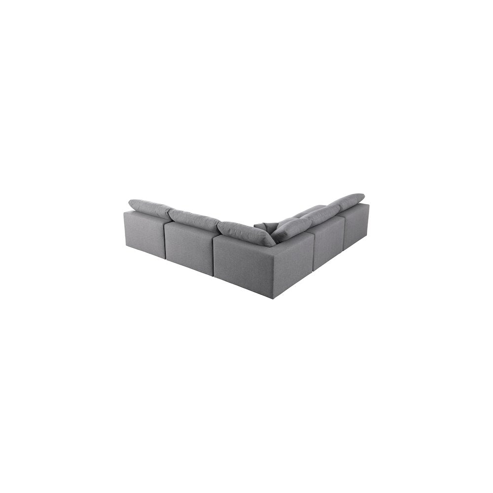 Serene Grey Linen Textured Fabric Deluxe Comfort Modular Sectional