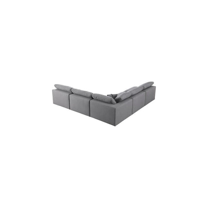 Serene Grey Linen Textured Fabric Deluxe Comfort Modular Sectional