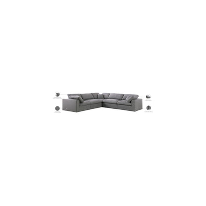 Serene Grey Linen Textured Fabric Deluxe Comfort Modular Sectional