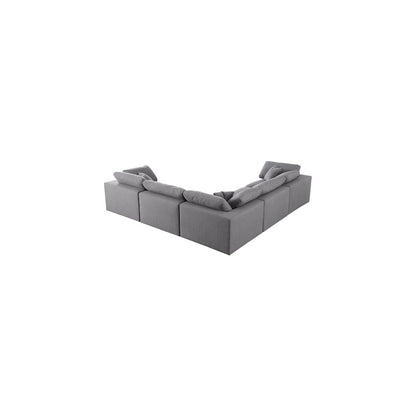 Serene Grey Linen Textured Fabric Deluxe Comfort Modular Sectional
