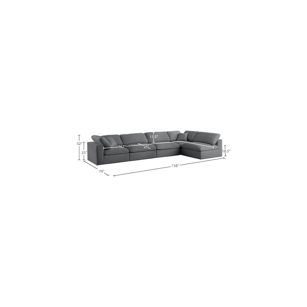 Serene Grey Linen Textured Fabric Deluxe Comfort Modular Sectional