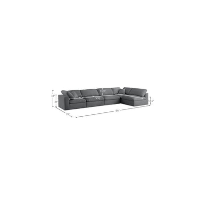 Serene Grey Linen Textured Fabric Deluxe Comfort Modular Sectional