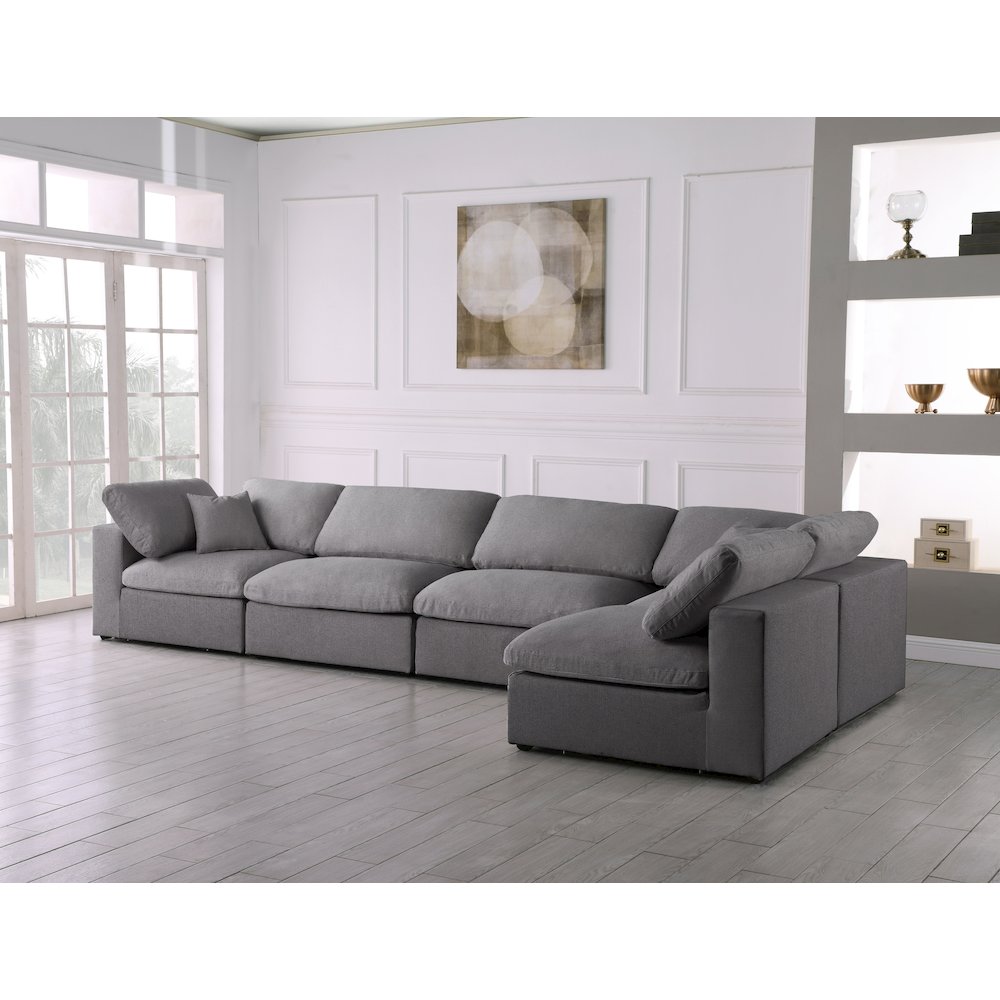 Serene Grey Linen Textured Fabric Deluxe Comfort Modular Sectional