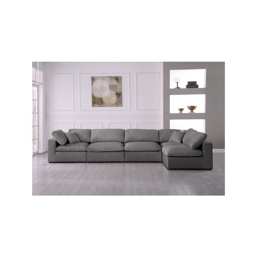 Serene Grey Linen Textured Fabric Deluxe Comfort Modular Sectional