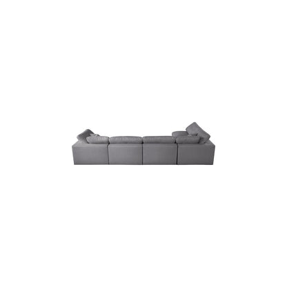 Serene Grey Linen Textured Fabric Deluxe Comfort Modular Sectional