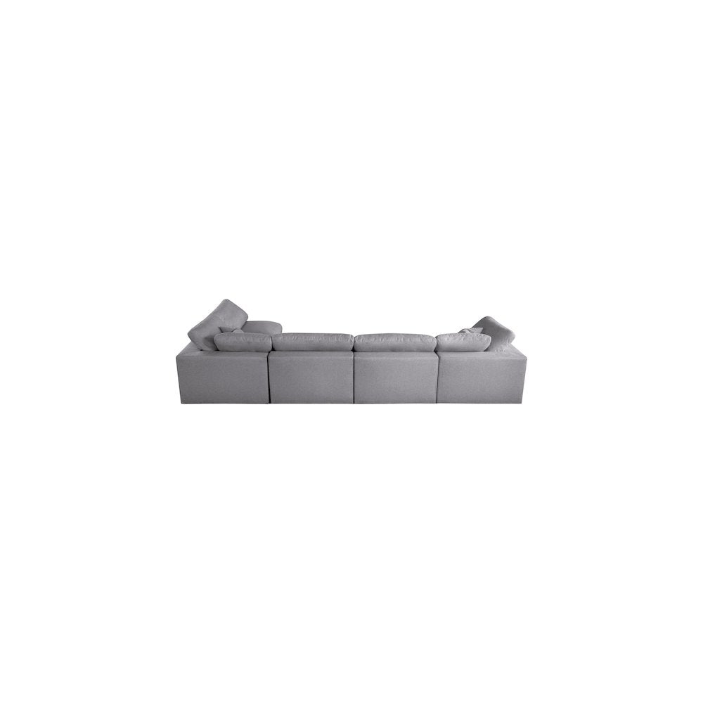 Serene Grey Linen Textured Fabric Deluxe Comfort Modular Sectional