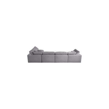 Serene Grey Linen Textured Fabric Deluxe Comfort Modular Sectional