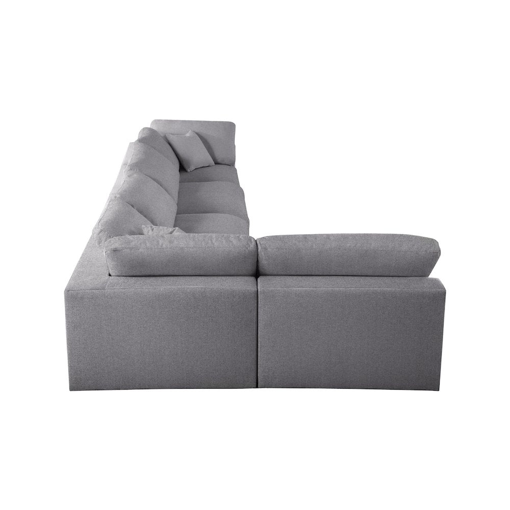 Serene Grey Linen Textured Fabric Deluxe Comfort Modular Sectional