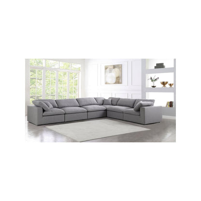 Serene Grey Linen Textured Fabric Deluxe Comfort Modular Sectional