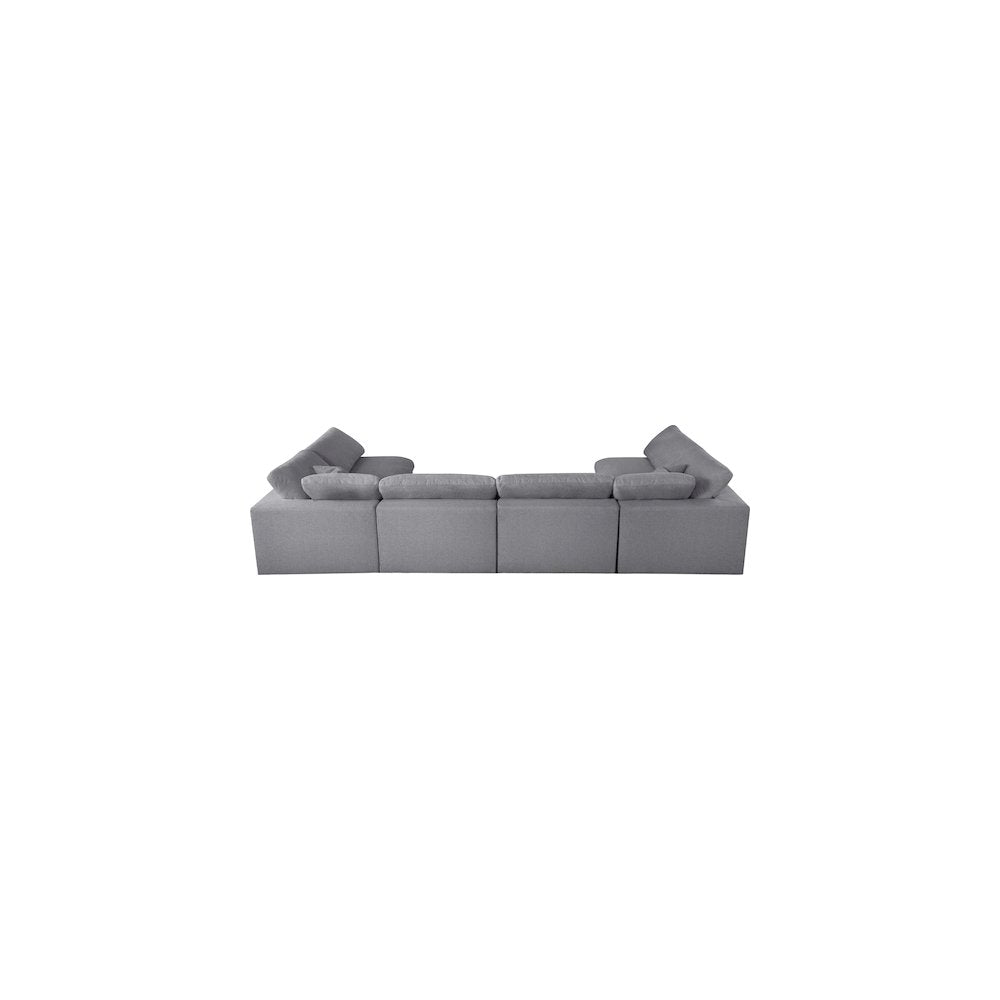 Serene Grey Linen Textured Fabric Deluxe Comfort Modular Sectional