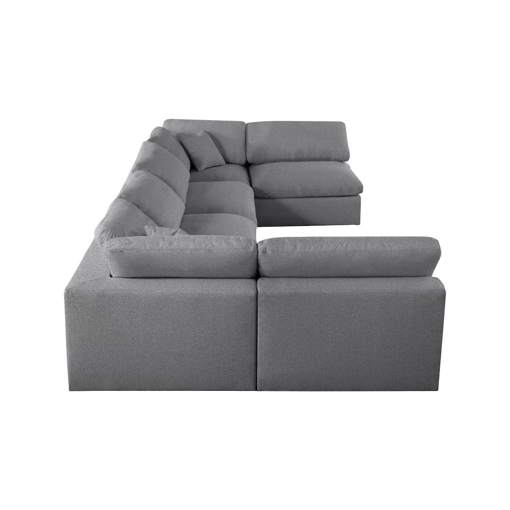 Serene Grey Linen Textured Fabric Deluxe Comfort Modular Sectional