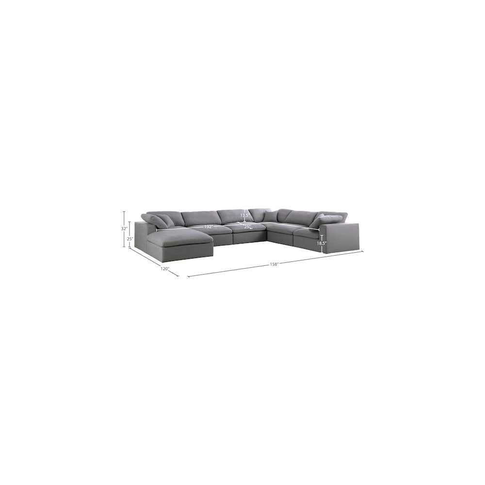 Serene Grey Linen Textured Fabric Deluxe Comfort Modular Sectional