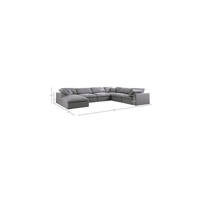 Serene Grey Linen Textured Fabric Deluxe Comfort Modular Sectional