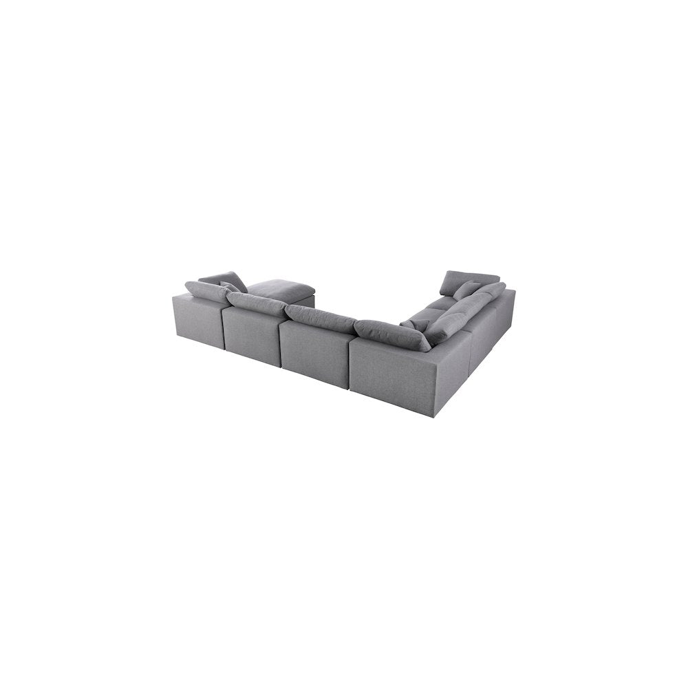 Serene Grey Linen Textured Fabric Deluxe Comfort Modular Sectional