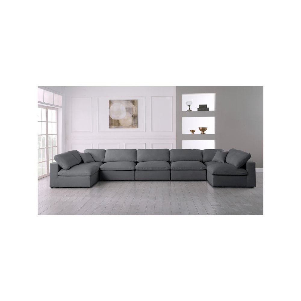 Serene Grey Linen Textured Fabric Deluxe Comfort Modular Sectional