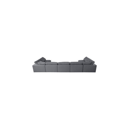 Serene Grey Linen Textured Fabric Deluxe Comfort Modular Sectional