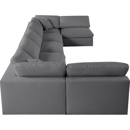Serene Grey Linen Textured Fabric Deluxe Comfort Modular Sectional