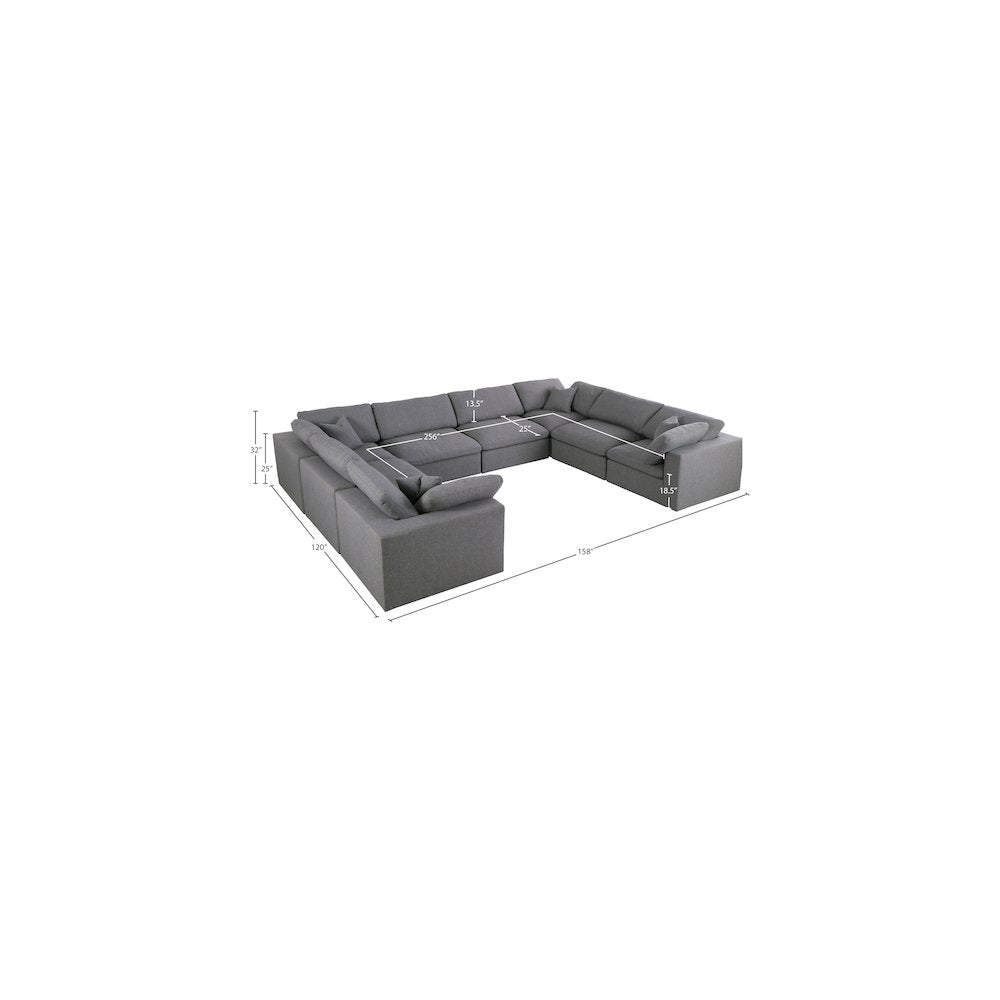Serene Grey Linen Textured Fabric Deluxe Comfort Modular Sectional