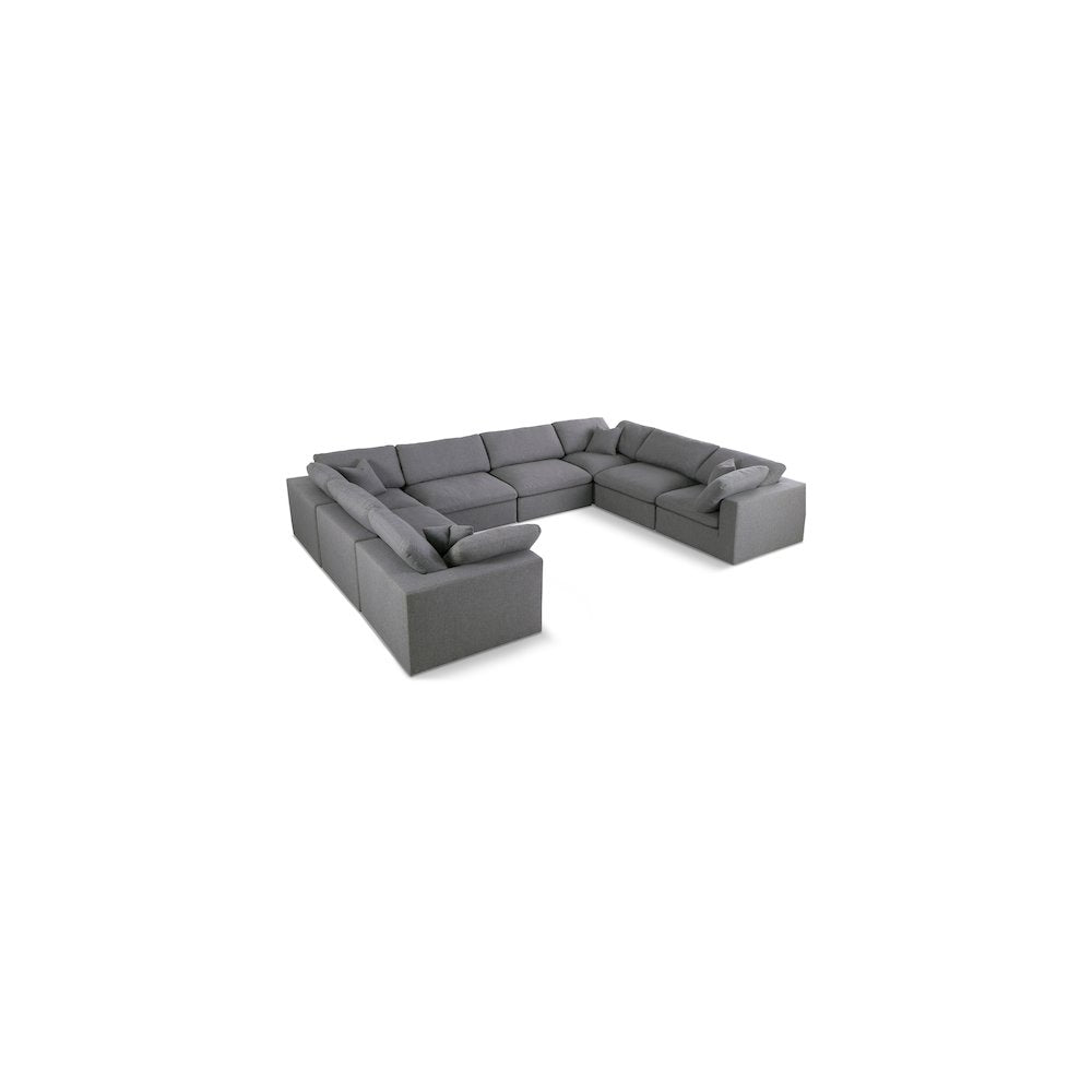 Serene Grey Linen Textured Fabric Deluxe Comfort Modular Sectional