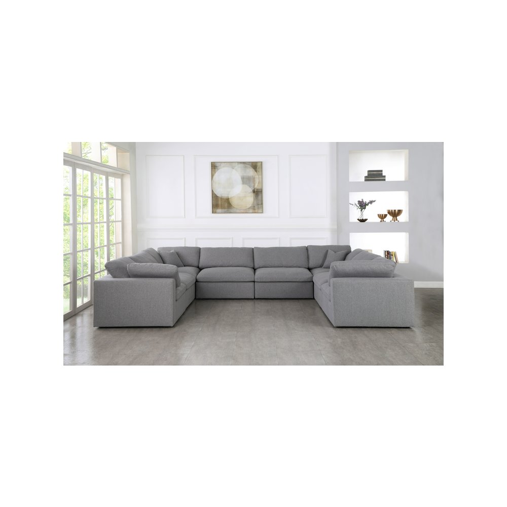 Serene Grey Linen Textured Fabric Deluxe Comfort Modular Sectional