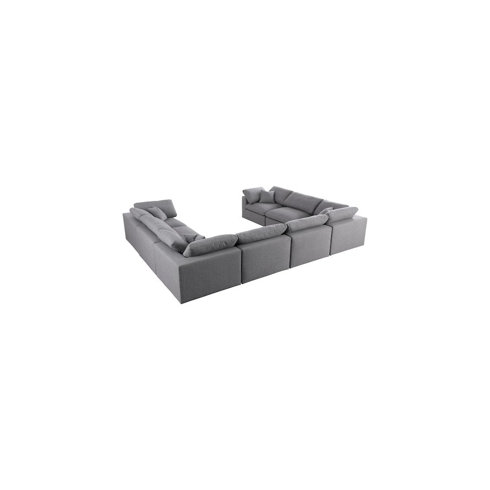 Serene Grey Linen Textured Fabric Deluxe Comfort Modular Sectional
