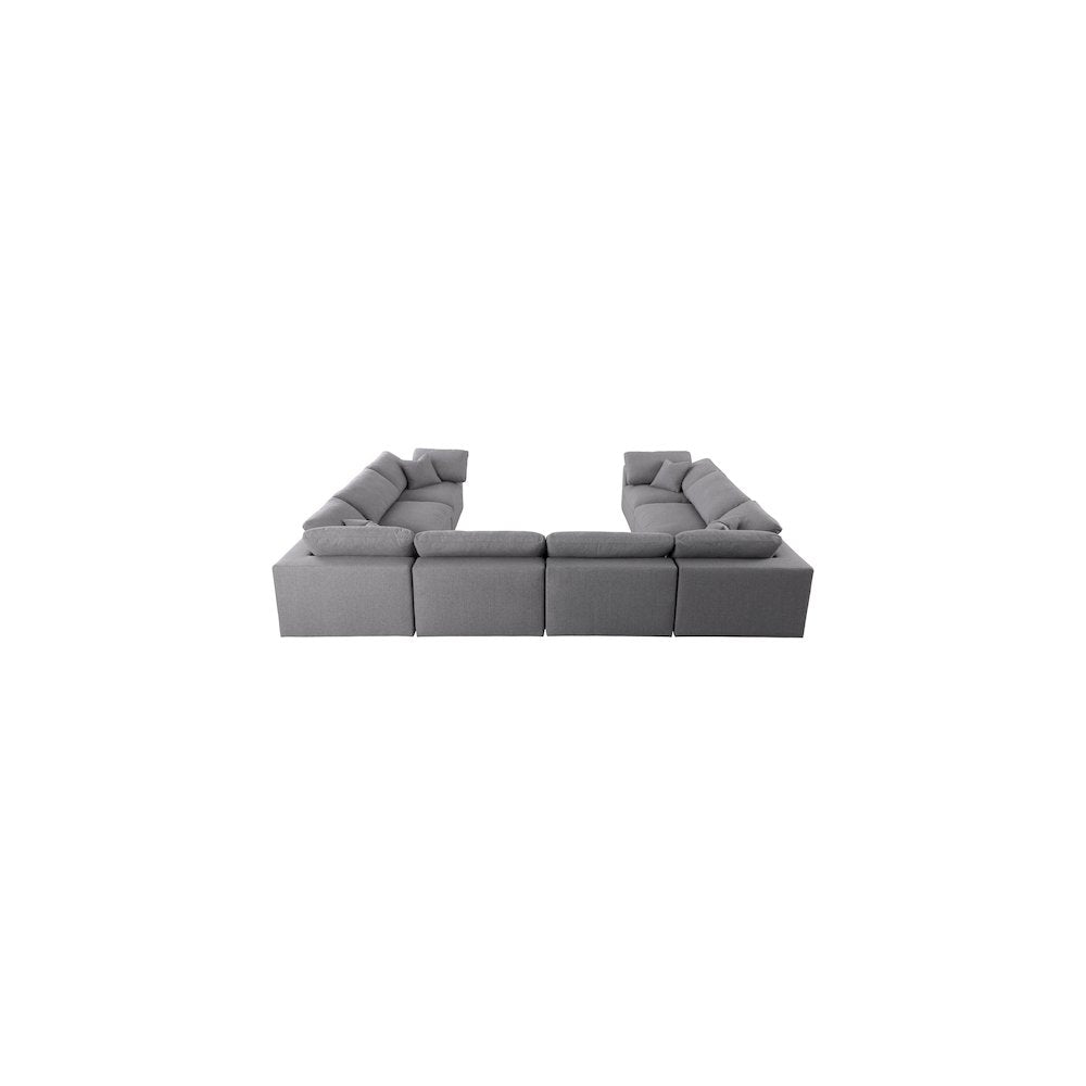 Serene Grey Linen Textured Fabric Deluxe Comfort Modular Sectional