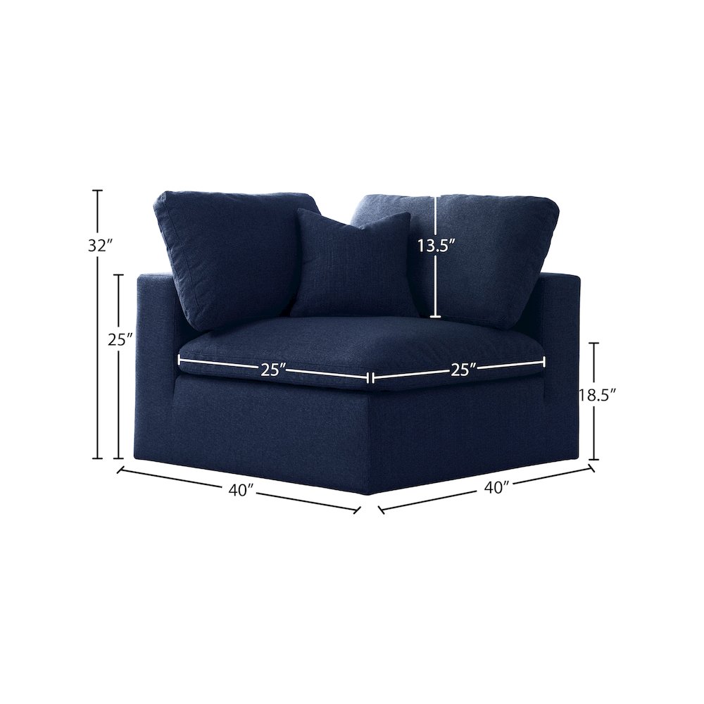 Serene Navy Linen Textured Fabric Deluxe Comfort Modular Corner Chair