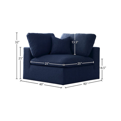 Serene Navy Linen Textured Fabric Deluxe Comfort Modular Corner Chair