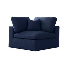 Serene Navy Linen Textured Fabric Deluxe Comfort Modular Corner Chair
