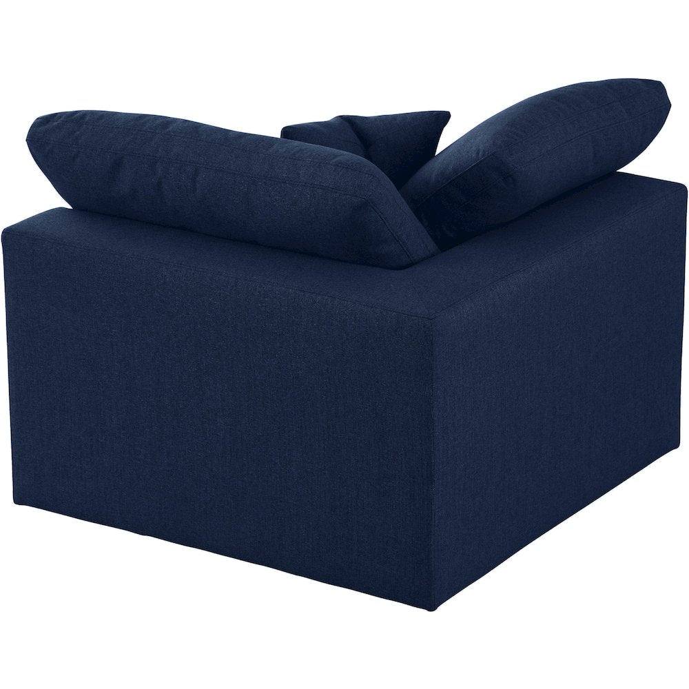 Serene Navy Linen Textured Fabric Deluxe Comfort Modular Corner Chair