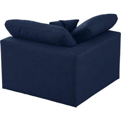Serene Navy Linen Textured Fabric Deluxe Comfort Modular Corner Chair